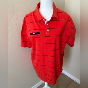 Nike Red Polo with Black Pinstripes and Metal Swoosh